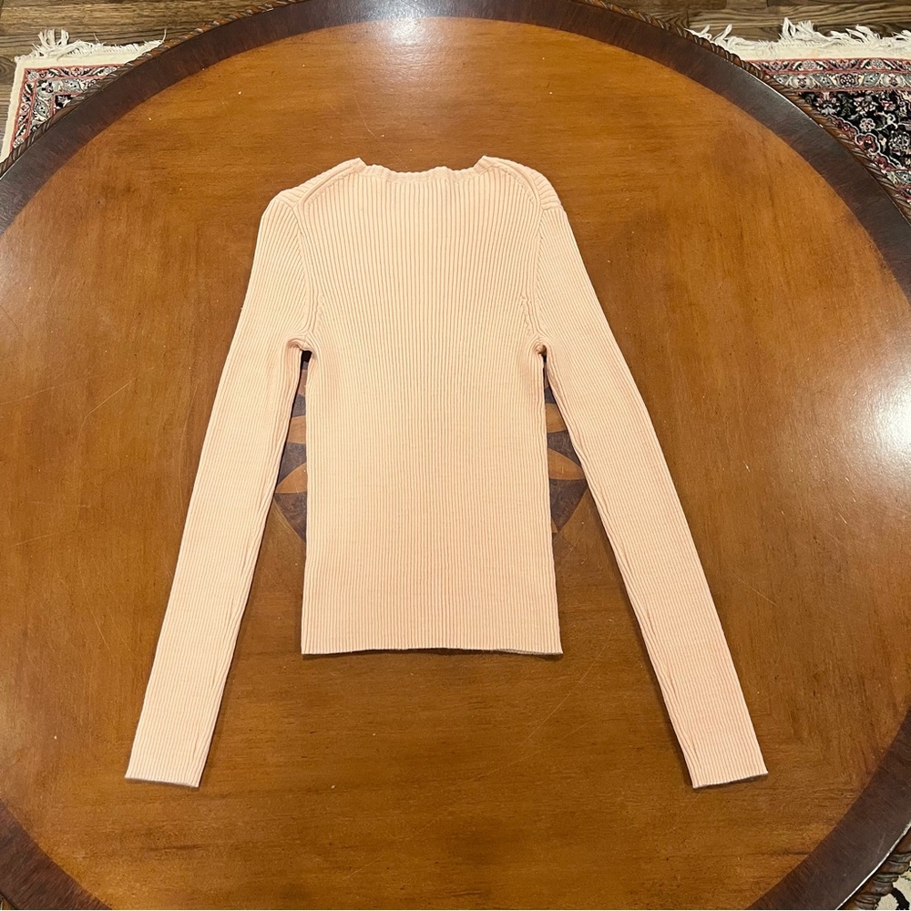 VINCE Marled Rib Crew Pullover Sweater Rose Water/Petal Still Large Knit Wool - Picture 5 of 16